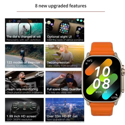 T900Ultra Smartwatch Bluetooth Talk Smartwatch Message Alert Heart Rate Monitor Sports Watch for Android IOS Men Women