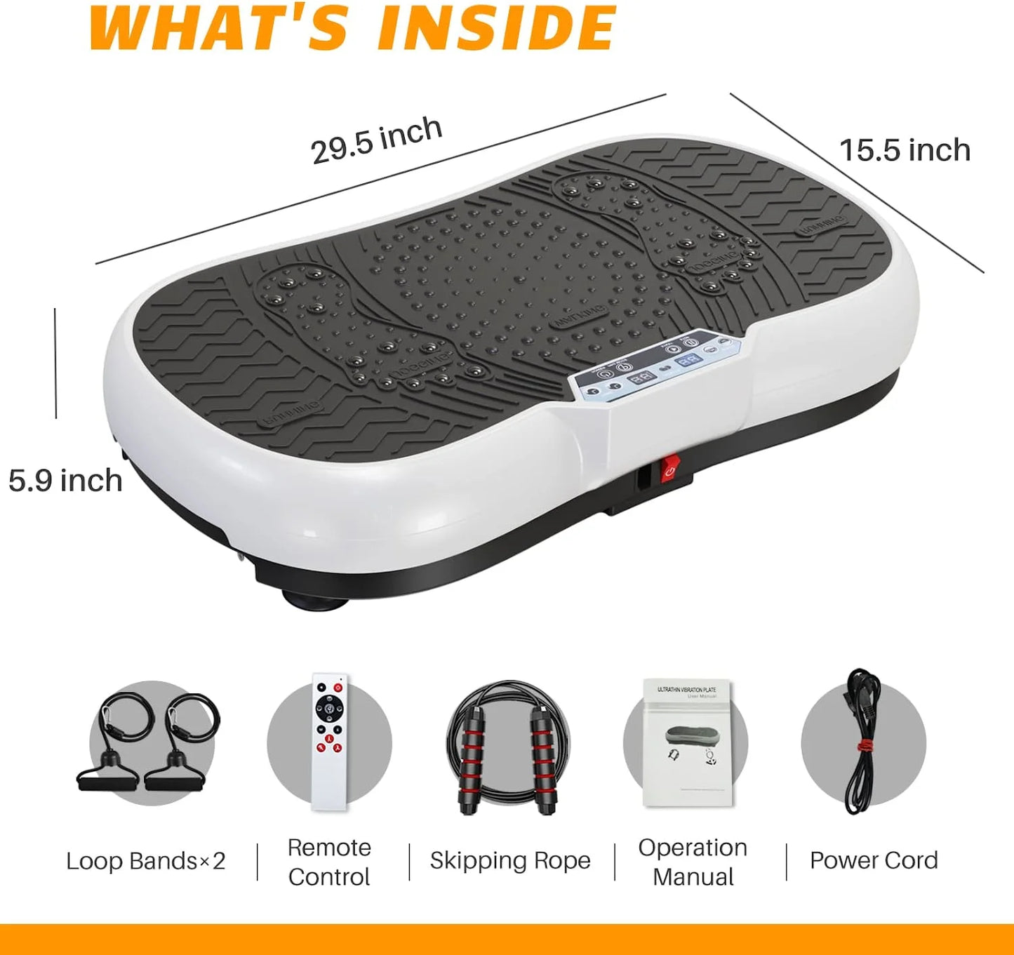 Vibration Plate Exercise Machine Whole Body Workout Vibration Fitness Platform with Accessories, White